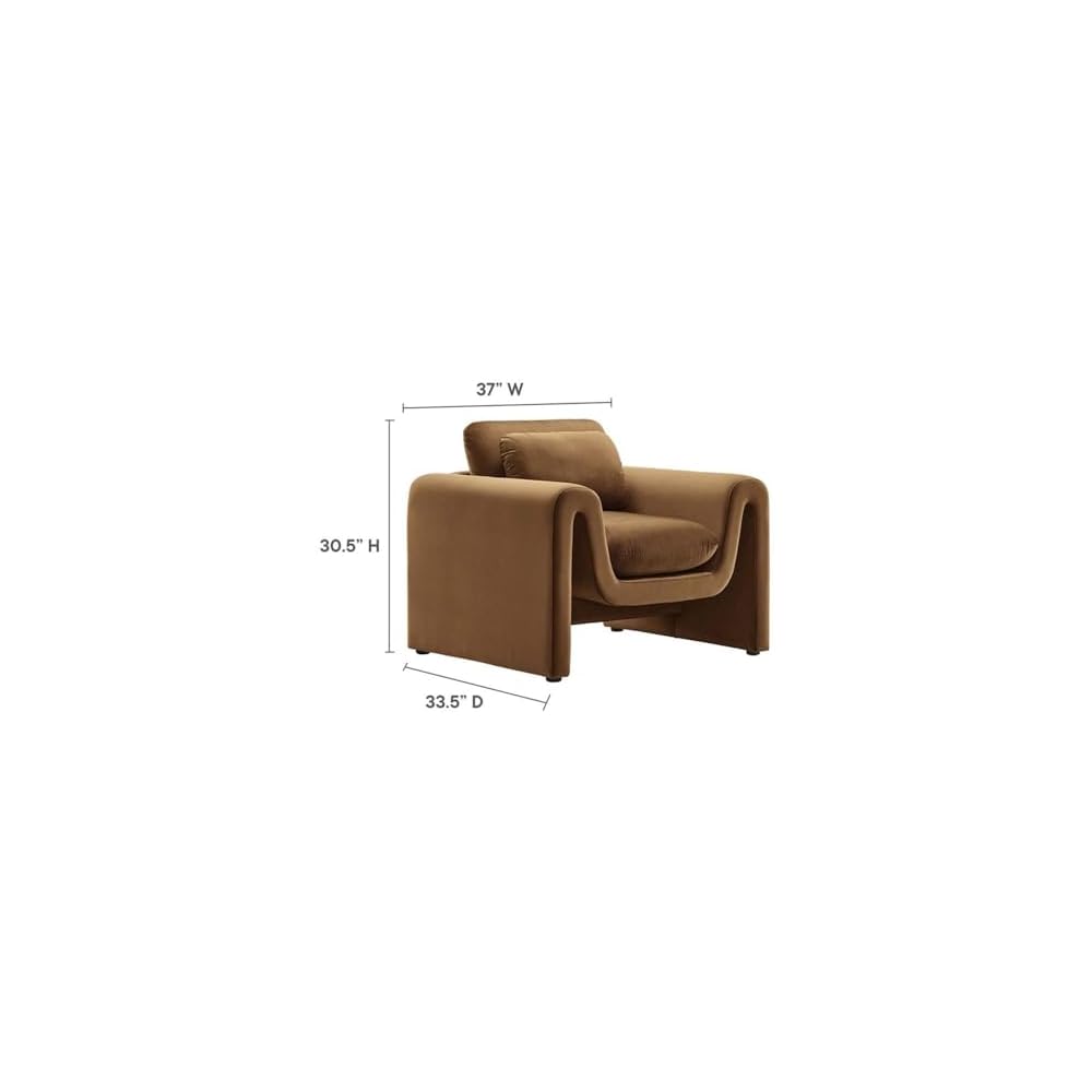 Modway EEI-6576-BRN Waverly Performance Velvet Armchair, Brown