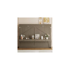 Virubi Queen Horizontal Murphy Bed with Desk and Storage Drawers & Mirror, Wood Farmhouse Folding Murphy Bed Cabinet with Side Drawers and Vanity Desk, for Adults (Distressed Gray)