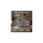 Lexicon Power Lift Recliner Chair, Massage, Heat & USB Charging, Gray
