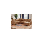 111 Inch Sectional Sleeper Sofa with Pull Out Bed, U Shaped 6 Seat Modular Sectional Couch with Storage for Living Room, Faux Leather Brown