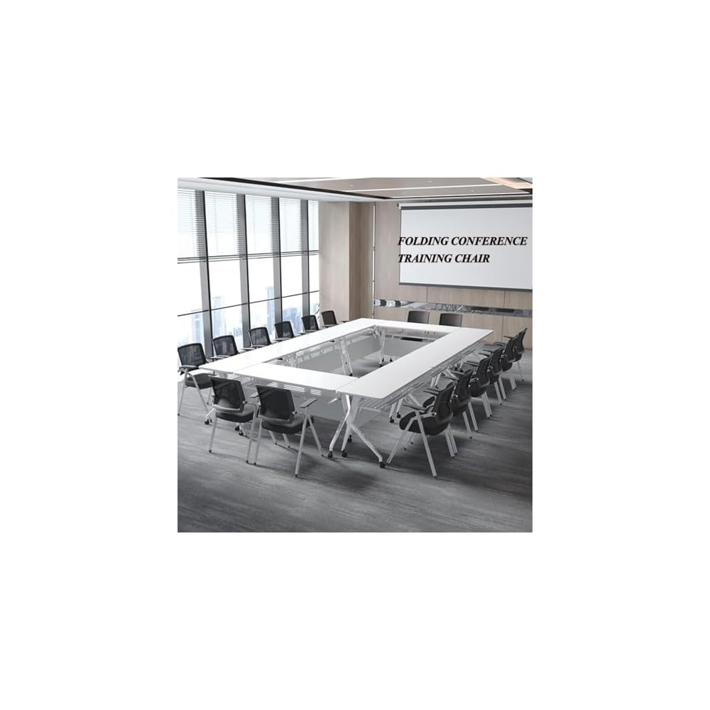 Student Desk Chair with Attached Table, Ergonomic Mesh Office Chair, Foldable Computer Desk Chair with Armrest Writing Board for Classroom, Training, Conference, Home Office(Light Gray)