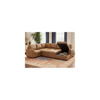 111 Inch Sectional Sleeper Sofa with Pull Out Bed, U Shaped 6 Seat Modular Sectional Couch with Storage for Living Room, Faux Leather Brown