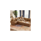 111 Inch Sectional Sleeper Sofa with Pull Out Bed, U Shaped 6 Seat Modular Sectional Couch with Storage for Living Room, Faux Leather Brown