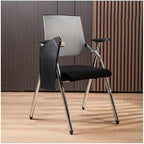 Student Desk Chair with Attached Table, Ergonomic Mesh Office Chair, Foldable Computer Desk Chair with Armrest Writing Board for Classroom, Training, Conference, Home Office(Light Gray)