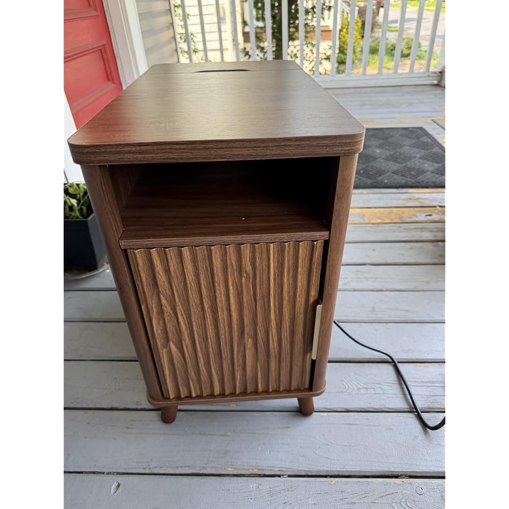 Huuger Narrow End Table with Charging Station, USB-C Port
