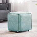 5 in 1 Leather Seating Cube with Swivel Casters Stackable Nesting Stool Movable Sofa Chair Stool Dressing Chair for Living Room Bedroom 14x14x15 inches Leather Material