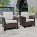 Canyon Ridge Wicker Patio Chairs with Cushions, Set of 2, Balcony Furniture with Deep Seating 4 inch Cushions, PE Rattan Porch Chairs, Brown/Beige